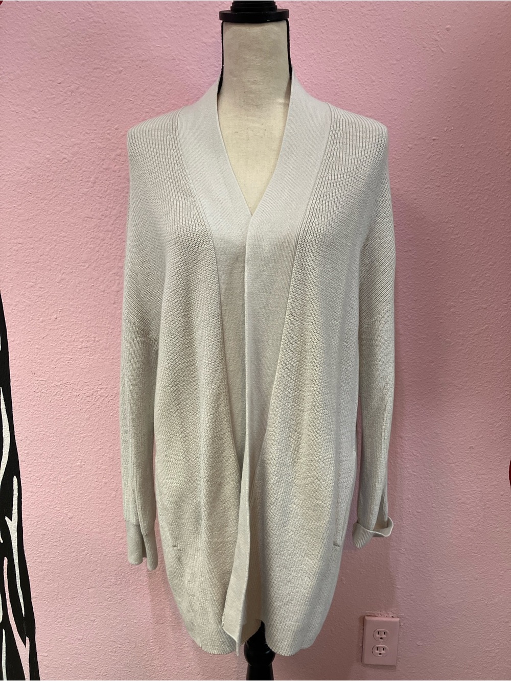 Lululemon Light Gray Wool Cotton Sit in Lotus Wrap Cardigan Sweater Size 8